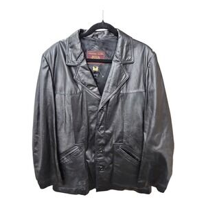 Vintage Mens Black Guniune Leather‎ Coat Anderson-Little Size 42R